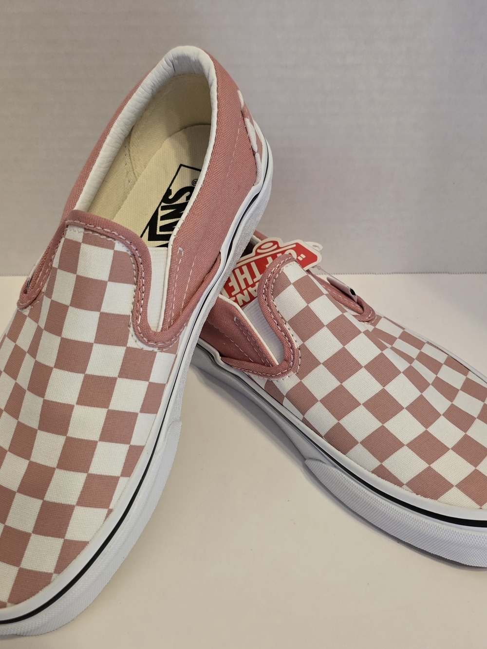 Vans Checkerboard Rosette Slip-On in Pink & White